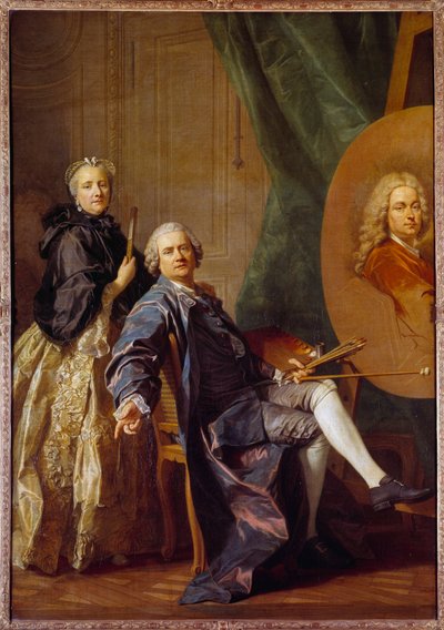 Louis Michel Van Loo werkt aan het portret van zijn vader Jean Baptiste Van Loo door Louis Michel van Loo