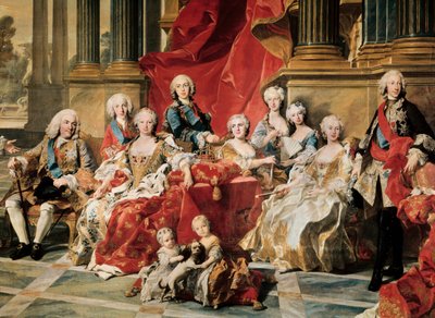 Filips V omringd door zijn familie (detail) door Louis Michel van Loo