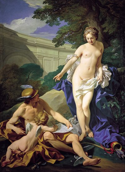 Venus met Mercurius en Cupido door Louis Michel van Loo
