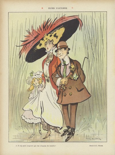 Herfstregens. Illustratie voor Le Rire door Louis Morin