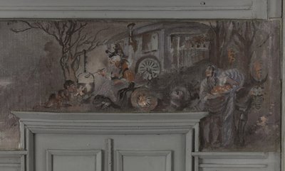 Le repas des comédiens - Model voor de eetkamer van Jean Coquelin, Villa Longchamp, Neuilly, circa 1900 door Louis Morin