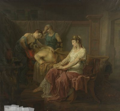 De dodelijk gewonde Marcus Antonius met Cleopatra door Louis Moritz