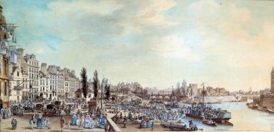 Zicht op de haven van Saint Paul en het kantoor van waterboten in 1782 door Louis Nicolas de Lespinasse