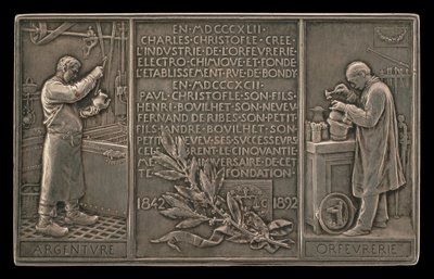 Vijftigste Verjaardag van de Christofle Company, 1842-1892 [achterzijde] door Louis Oscar Roty
