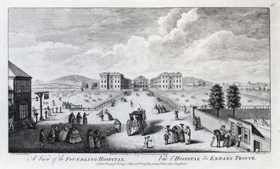 Een Uitzicht op het Foundling Hospital, gegraveerd door Nathaniel Parr door Louis Philippe Boitard