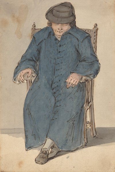 Man Slapend in een Lange Blauwe Jas door Louis Philippe Boitard