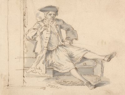 Zittende Rookende Marineofficier door Louis Philippe Boitard