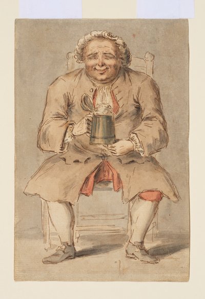 Zittende man met een bierpul door Louis Philippe Boitard