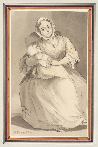 Zittende vrouw en kind door Louis Philippe Boitard