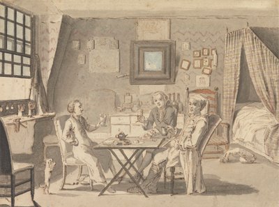 Zelfportret met twee jonge mannen door Louis Philippe Boitard