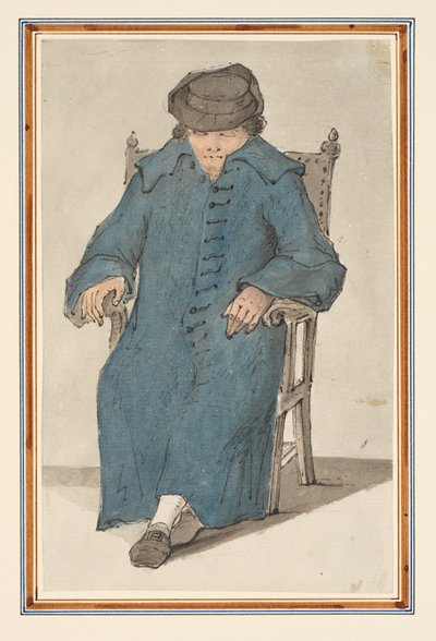Studie van een slapende man, volledig zittend in een stoel door Louis Philippe Boitard