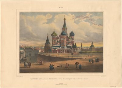 De Basiliek van de Kathedraal in Moskou door Louis Pierre Alphonse Bichebois