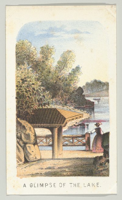 Een glimp van het meer, uit de serie, Uitzichten in Central Park, New York, Deel 2, 1864 door Louis Prang