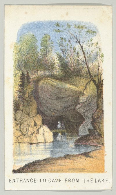 Ingang van de grot vanaf het meer, uit de serie, Uitzichten in Central Park, New York, Deel 2, 1864 door Louis Prang