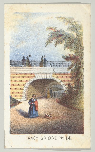 Fancy Bridge No. 14, uit de serie, Uitzichten in Central Park, New York, Deel 3, 1864 door Louis Prang