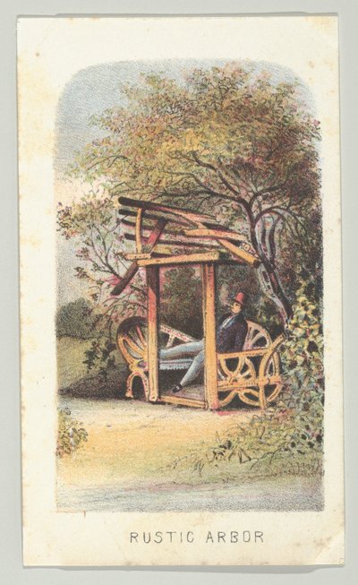 Rustieke prieel, uit de serie, Uitzichten in Central Park, New York, Deel 2, 1864 door Louis Prang