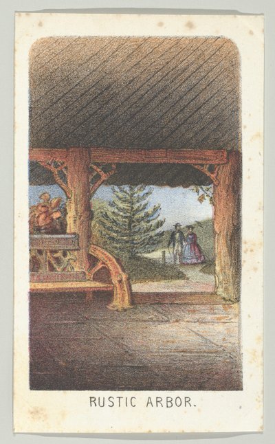 Rustieke prieel, uit de serie, Uitzichten in Central Park, New York, Deel 3, 1864 door Louis Prang