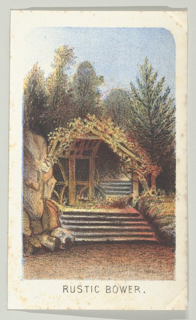 Rustieke prieel, uit de serie, Uitzichten in Central Park, New York, Deel 3, 1864 door Louis Prang
