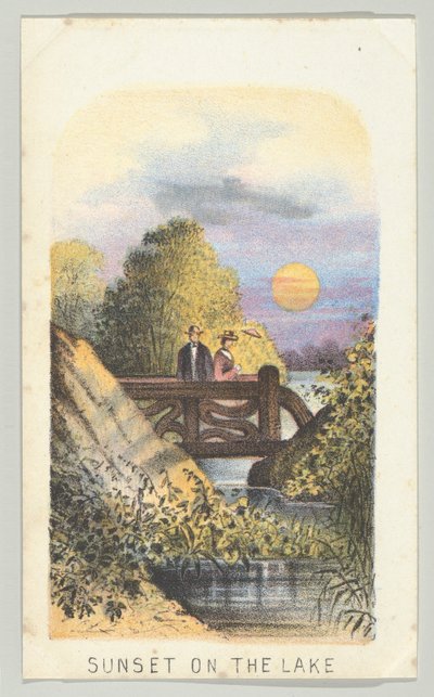 Zonsondergang op het meer, uit de serie, Uitzichten in Central Park, New York, Deel 2 door Louis Prang