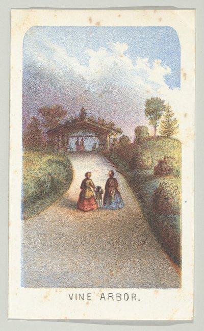 Wijngaardprieel, uit de serie, Uitzichten in Central Park, New York, Deel 3, 1864 door Louis Prang