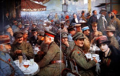 Le Cafe de la Paix Pendant La Guerre door Louis Remy Sabattier