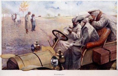 Verdwaald! Reizigers op zoek naar de weg op het platteland door Louis Remy Sabattier