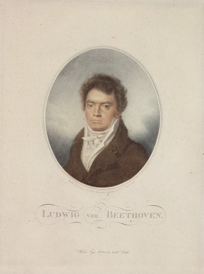 Ludwig van Beethoven (1770-1827) gegraveerd door Blasius Hofel (1792-1863) 1814 door Louis Rene Letronne