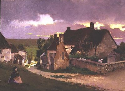 Een figuur bij een huisje door Louis Robert Carrier Belleuse