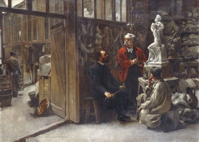 Het atelier van de beeldhouwer Albert-Ernest Carrier-Belleuse door Louis Robert Carrier Belleuse