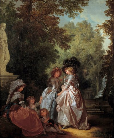Vrouwen en kinderen in een park door Louis Rolland Trinquesse