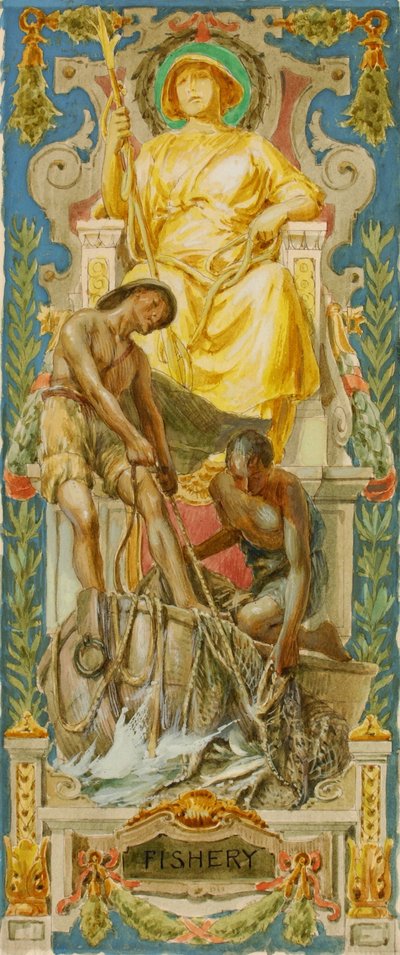 Visserij (studie voor panel, Old Senate Office Building) door Louis Schaettle