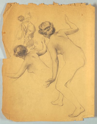 Studie van een Buigende Naakte Figuur door Louis Schaettle