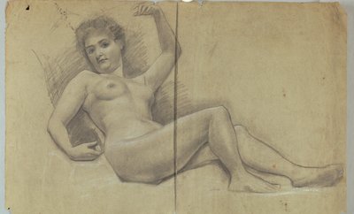 Studie van liggend naaktfiguur door Louis Schaettle