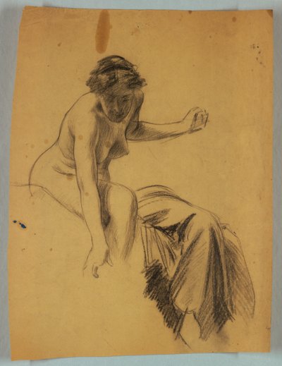 Studie van Zittend Naaktfiguur door Louis Schaettle
