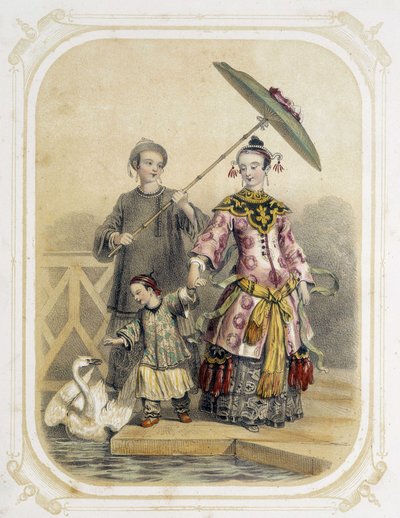 Familie wandelend in China - in 