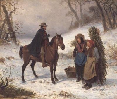 Sneeuwscène door Louis Simon Lassalle
