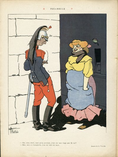 Illustratie van Louis Vallet (1856-1940) in Le Rire, 02/03/12 - Preambule - Leger, Prostitutie door Louis Vallet