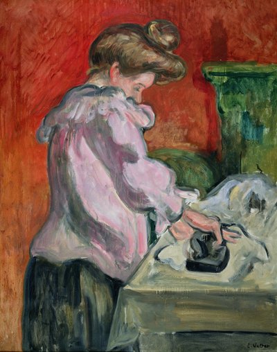 Een vrouw die strijkt door Louis Valtat