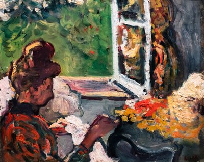 Vrouw zittend bij het raam, detail, ca. 1903 (olieverf op karton) door Louis Valtat