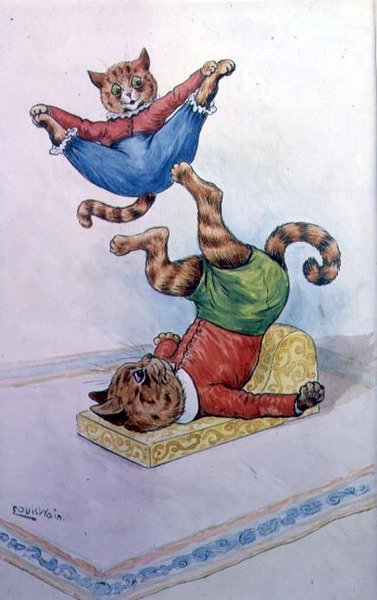 Katten die spelen door Louis Wain
