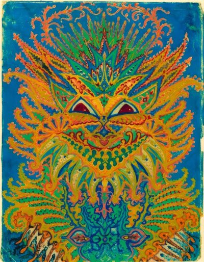 Kaleidoscoop-Katten: Kattenpatroon op Blauw door Louis Wain
