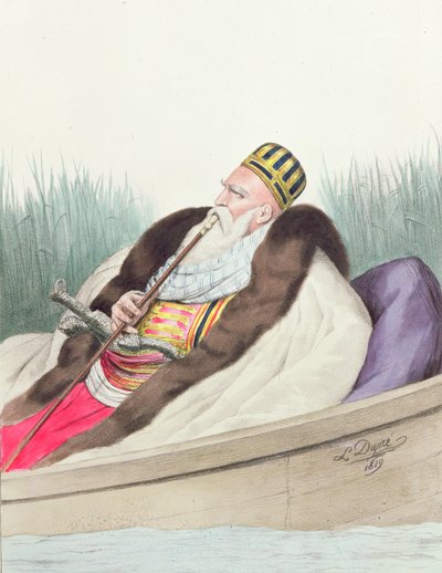 Ali de Tebelen (1741-1822), Pasja van Janina, getekend naar de natuur op het Butrintomeer door Louis after Dupre