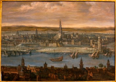 Zicht op Sevilla - Schilderij toegeschreven aan Louis de Caulery (1580-1621), olieverf op doek, begin 17e eeuw - Museum voor Schone Kunsten van Sevilla, Spanje door Louis de Caulery