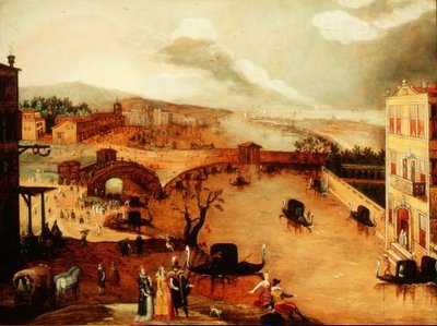 Scene Galante in een Rivierlandschap door Louis de Caullery