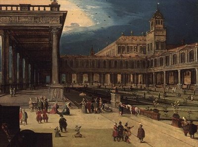 De Tuinen en Binnenplaats van een Renaissance Paleis door Louis de Caullery