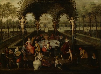 Venus, Bacchus en Ceres met Stervelingen in een Tuin der Liefde door Louis de Caullery