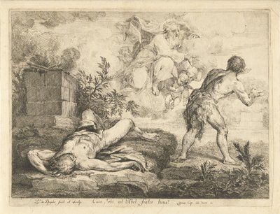 God roept Kaïn ter verantwoording nadat hij Abel heeft gedood door Louis de Deyster