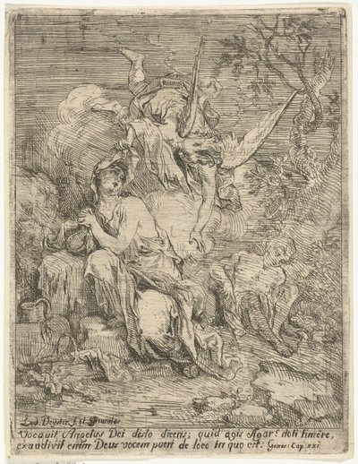 Hagar en Ismaël in de woestijn door Louis de Deyster