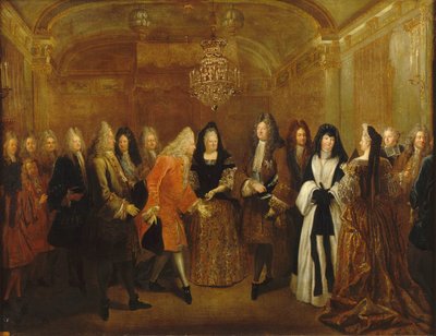 Lodewijk XIV ontvangt Prins August, de toekomstige koning van Polen en keurvorst van Saksen door Louis de Silvestre