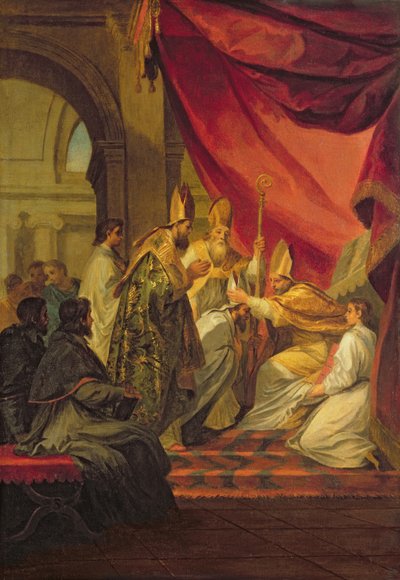 St. Augustinus (354-430) gewijd als bisschop van Hippo, studie voor de decoratie in de Invalides, 1702 door Louis de, the Younger Boulogne